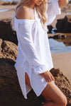 Jeanette Button Down Tunic Top - White ss-vcc-a1 OML 