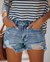 Just The Way Wash Distressed High-Waisted Shorts - Light Blue oh!My Lady 