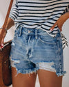 Just The Way Wash Distressed High-Waisted Shorts - Light Blue oh!My Lady 