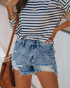 Just The Way Wash Distressed High-Waisted Shorts - Light Blue oh!My Lady 