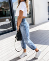 Kick Back Wash High-Waisted Distressed Jeans pants oh!My Lady 