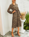 Lady In Love Leopard Print Long Sleeve Midi Dress - Coffee ShellyBeauty 