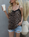 Leopard Knit Lace Cami - Black Women Tops oh!My Lady 