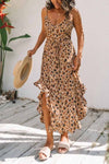 Leopard-Print Ruffled Midi Dress ohmylady/Dresses OML S Brown 