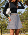 Let's Meet Houndstooth Zipper Mini Skirt ShellyBeauty 