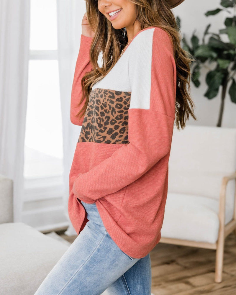 Listen To Your Soul Animal Print Blouse - Coral Sweaters oh!My Lady 