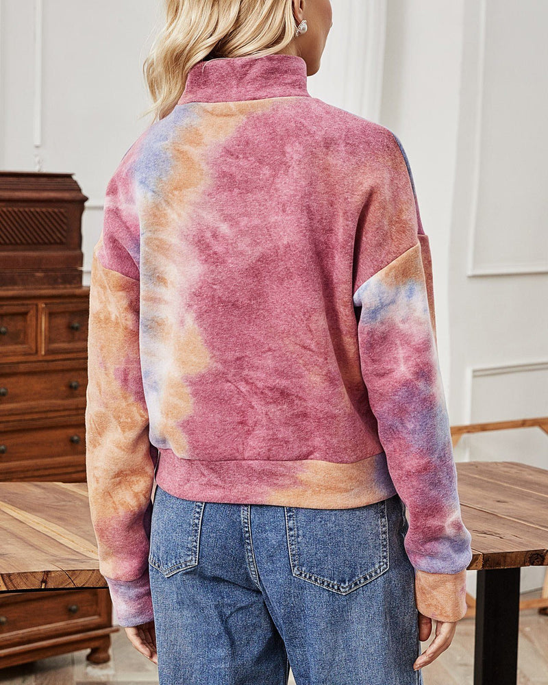 Look At The Star High Neck Tie-Dye Sweatshirt oh!My Lady 