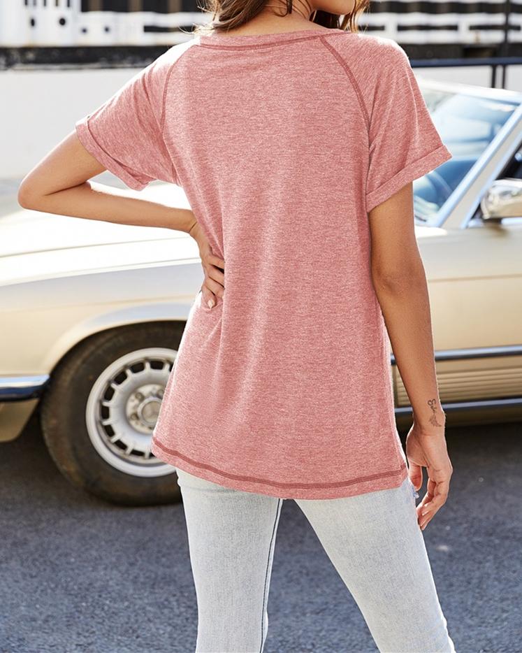 Looking Up Cool Colorblock Top T-shirt - Pink ss-tops oh!My Lady 