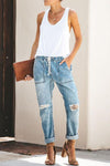 Loose Drawstring Blue Jeans Florcoo/Pants OML 