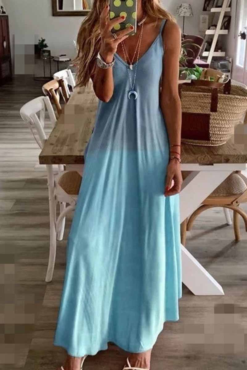 Loose Print Maxi Dress (2 Color ) ohmylady/Dresses OML S Blue 