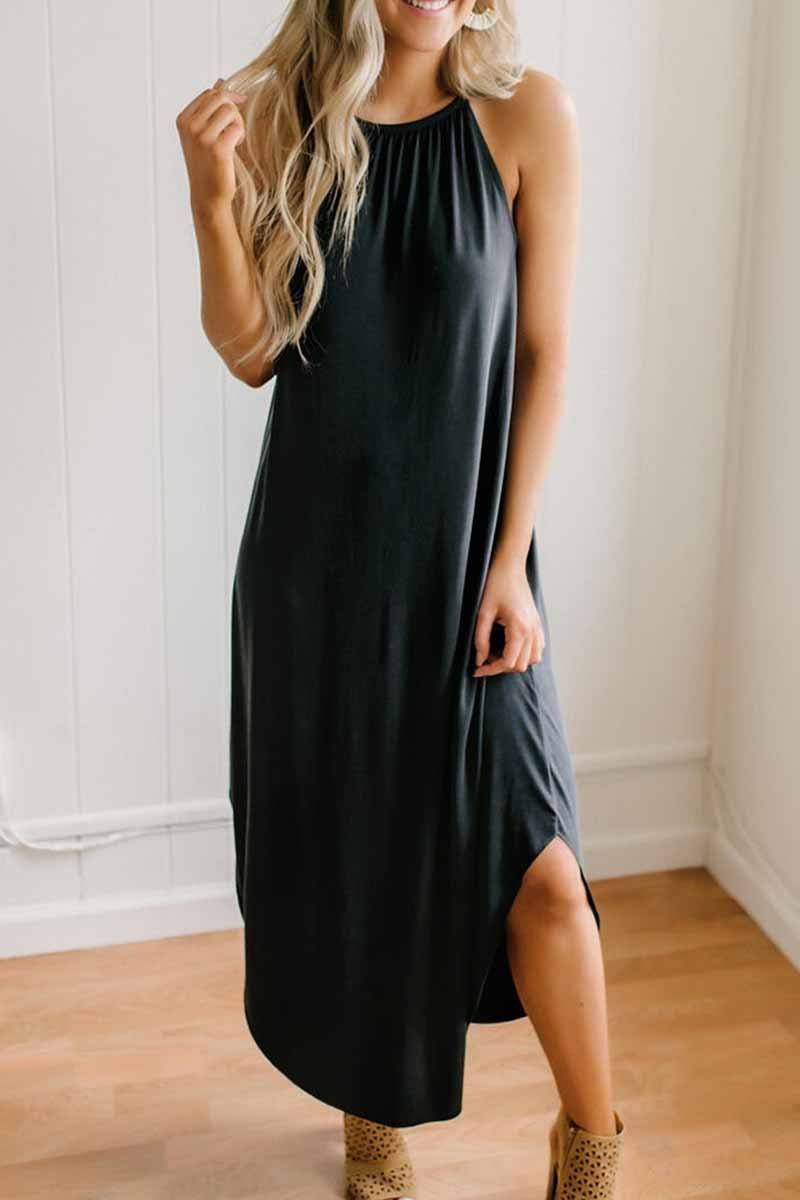 Loose Sexy Solid Color Sling Midi Dress ohmylady/Dresses OML 