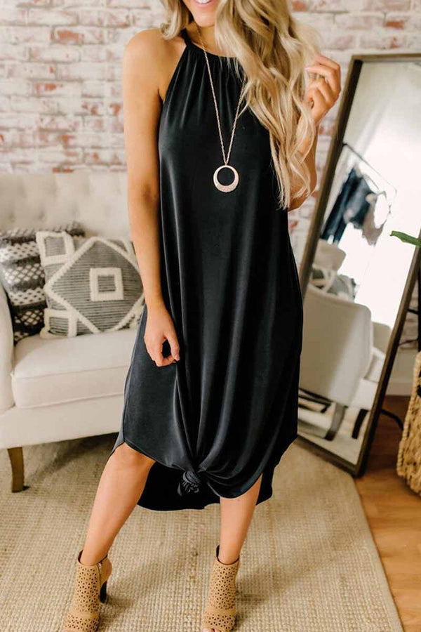 Loose Sexy Solid Color Sling Midi Dress ohmylady/Dresses OML S Black 