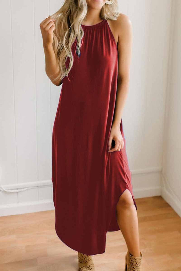 Loose Sexy Solid Color Sling Midi Dress ohmylady/Dresses OML S Red 