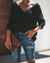 Lydia Lace Contrast Sweater - Black oh!My Lady 