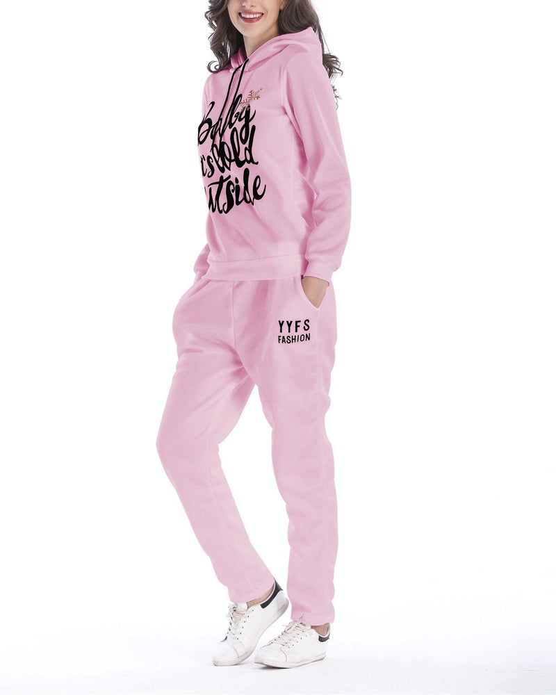 Merry Christmas Print Hooded Suit - Pink oh!My Lady 