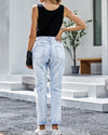 Mid-rise Ripped Cut Out Jeans pants oh!My Lady 