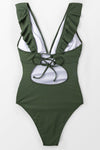 Moss Green Ruffle One Piece Swimsuit CPS-Swimwear OML 
