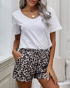 Mr.Right Brown Leopard Print Drawstring Shorts ShellyBeauty 