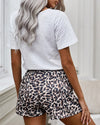 Mr.Right Brown Leopard Print Drawstring Shorts ShellyBeauty 