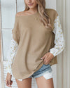 Nancie Rusty Floral Colorblock Knitted T-shirt - Khaki ShellyBeauty 