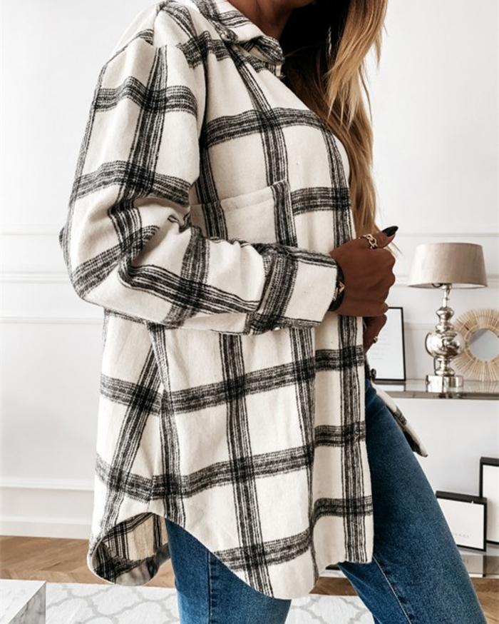 Ode to Cozy Plaid Lightweight Jacket - White oh!My Lady 