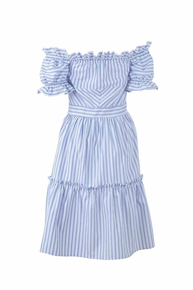 Off Shoulder Midi Striped Dress ohmylady/Dresses OML 