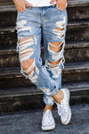 On-trend Ripped Straight Jeans Florcoo/Pants OML Blue S 
