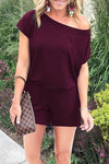 One Shoulder Rompers(4 Colors) ohmylady/Set - x OML S Wine Red 