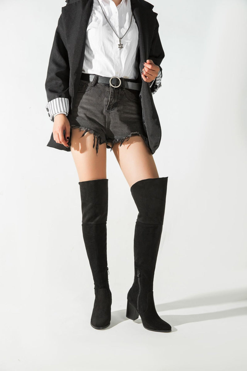 Over the Knee Riding Boots - Black High Boots oh!My Lady 