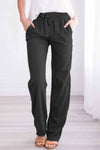 Pockets Drawstring Solid Loose Casual Fall Pants ohmylady/Pants OML S Black 