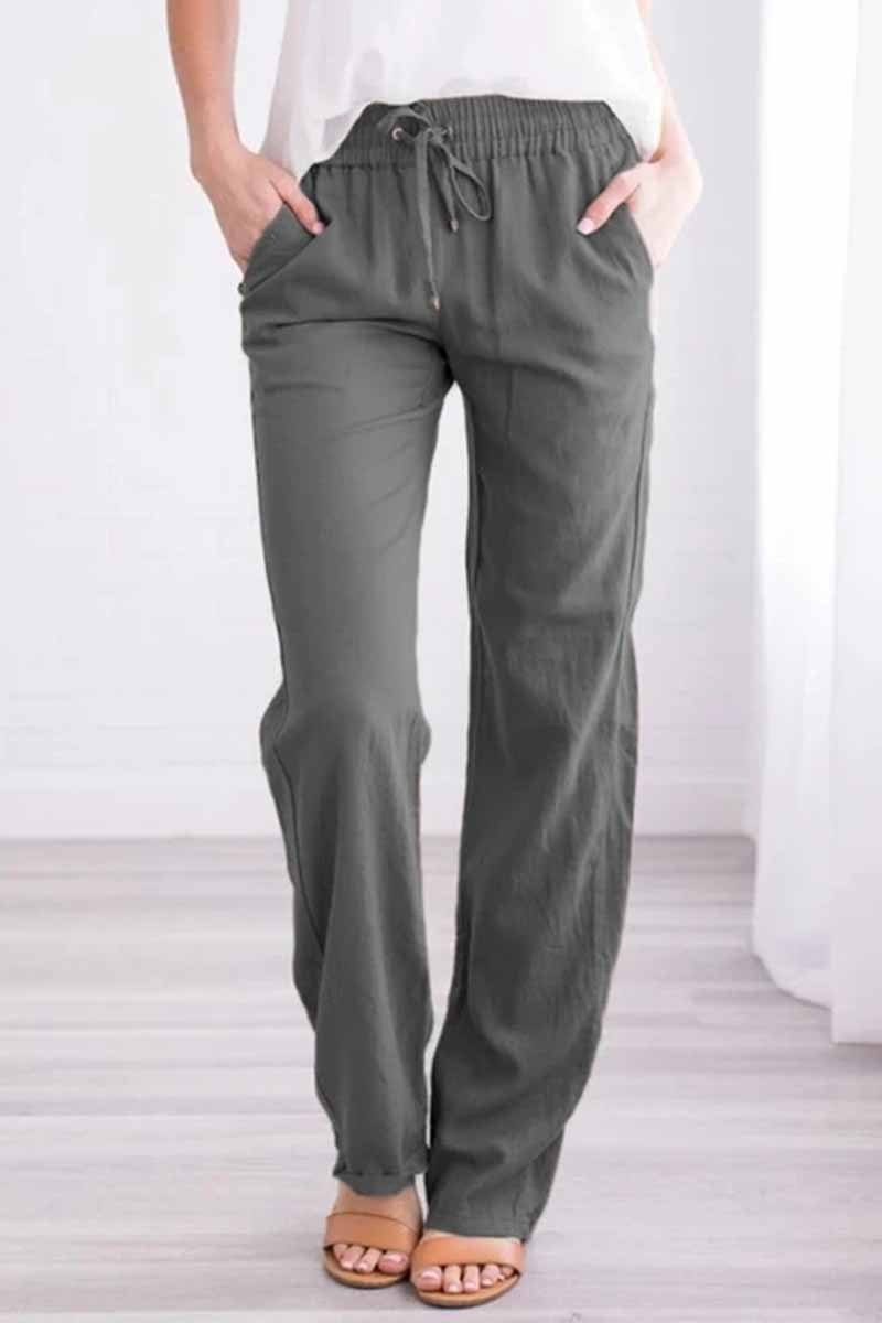 Pockets Drawstring Solid Loose Casual Fall Pants ohmylady/Pants OML S Dark gray 