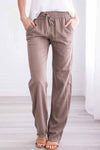 Pockets Drawstring Solid Loose Casual Fall Pants ohmylady/Pants OML S Khaki 
