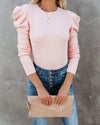 Poetry In The Air Puff Sleeve Knit Sweater - Pink VCC oh!My Lady 