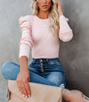 Poetry In The Air Puff Sleeve Knit Sweater - Pink VCC oh!My Lady 