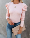 Poetry In The Air Puff Sleeve Knit Sweater - Pink VCC oh!My Lady 