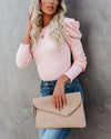 Poetry In The Air Puff Sleeve Knit Sweater - Pink VCC oh!My Lady 