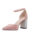 Pointed Toe Ankle Strap Buckle Heeled Sandals - Pink Sandals oh!My Lady 