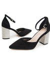 Pointed Toe Ankle Strap Heel Sandals - Black oh!My Lady 