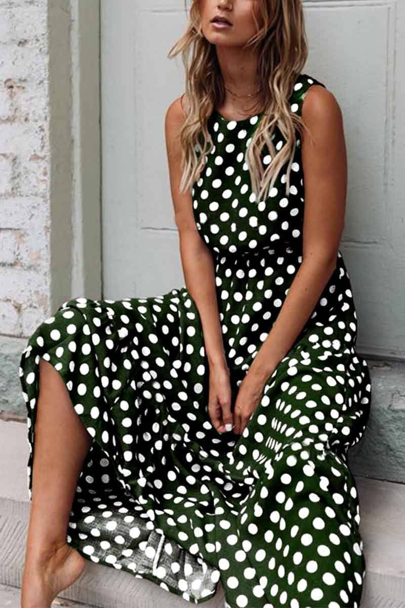 Polka Dot Round Neck Dress (5 colors) ohmylady/Dresses OML S(2-4) Green 