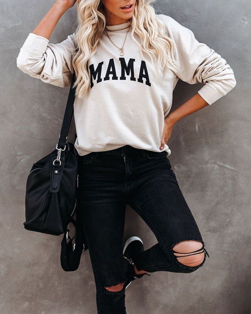 Preorder - Cotton Blend Mama Sweatshirt - Beige VCC oh!My Lady 