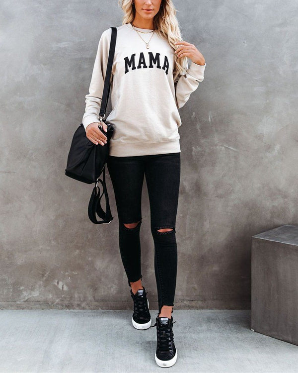 Preorder - Cotton Blend Mama Sweatshirt - Beige VCC oh!My Lady 