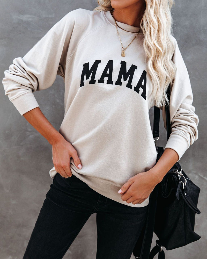 Preorder - Cotton Blend Mama Sweatshirt - Beige VCC oh!My Lady 