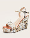 Printed Wedge Sandals - White Sandals oh!My Lady 