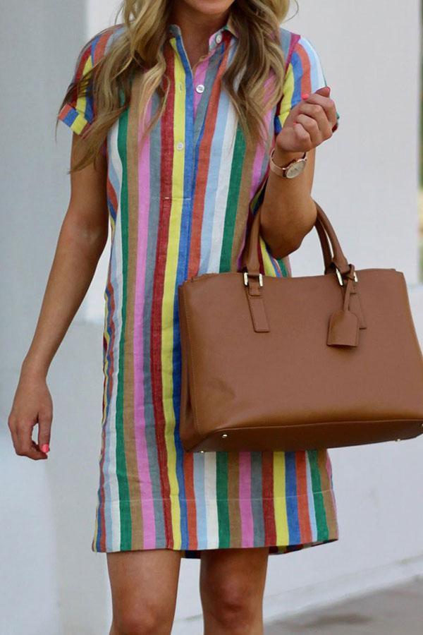 Rainbow A-Line Shirt Dress ohmylady/Dresses OML 