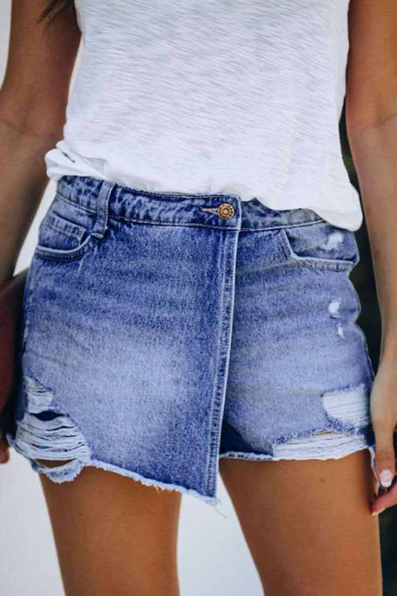 Ripped & Repaired Denim Skorts Florcoo/Shorts OML 