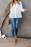 Rooney Sheer Button Down Applique Blouse ss-vcc-a1 OML 
