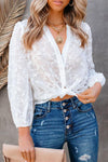 Rooney Sheer Button Down Applique Blouse ss-vcc-a1 OML 