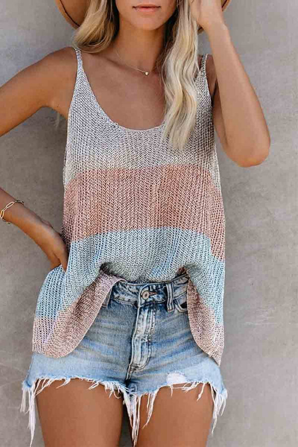Round Neck Knitted Vest Top ohmylady/Tops - x OML S Pink 