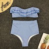 Ruffled Irregular Striped Swimsuit Florcoo/Swimwears OML 