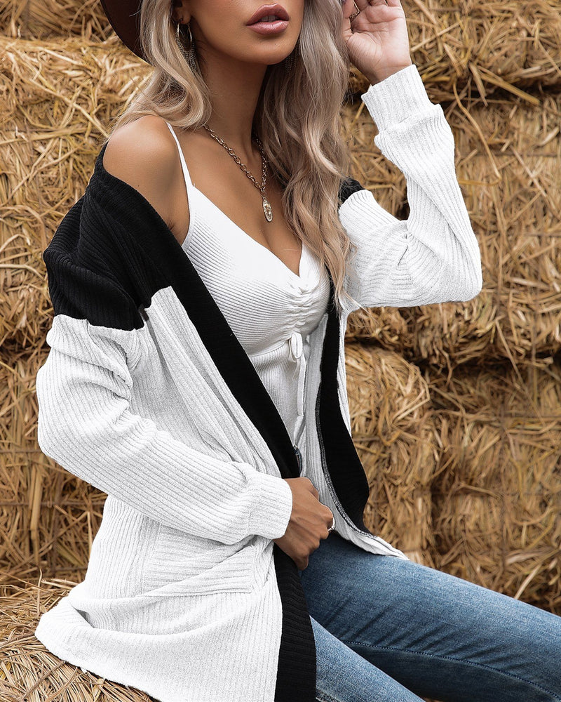 Say It Again Stripe Sweater Cardigan - White ShellyBeauty 